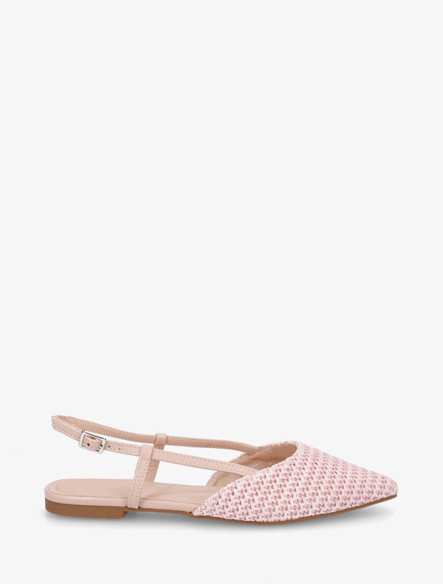 Ballerines pointus effet tressé à talon ouvert - Rose pâle - 5