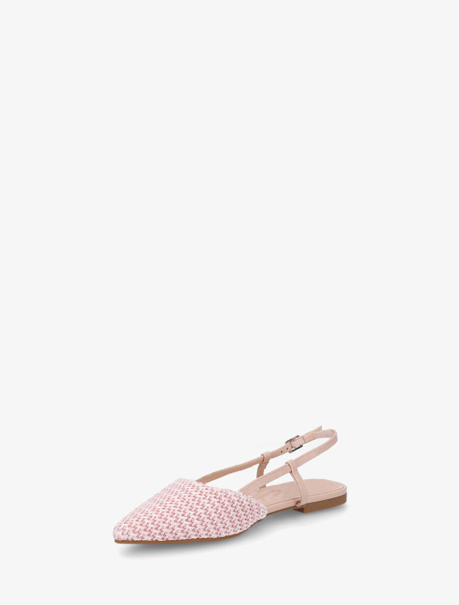 Ballerines pointus effet tressé à talon ouvert - Rose pâle - 3