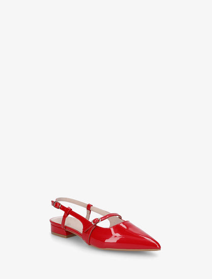 Ballerines pointus à talon ouvert - Rouge - 2