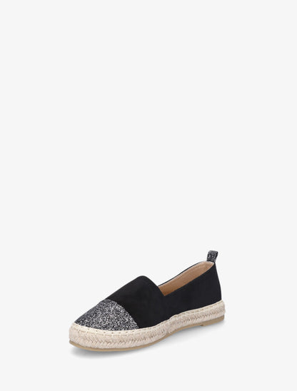 Espadrilles plates en suédine et à paillettes - Noir - 3