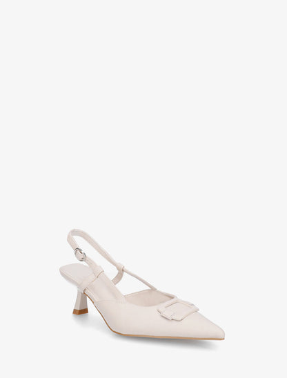 Escarpins à boucle et bout pointu - Beige - 2