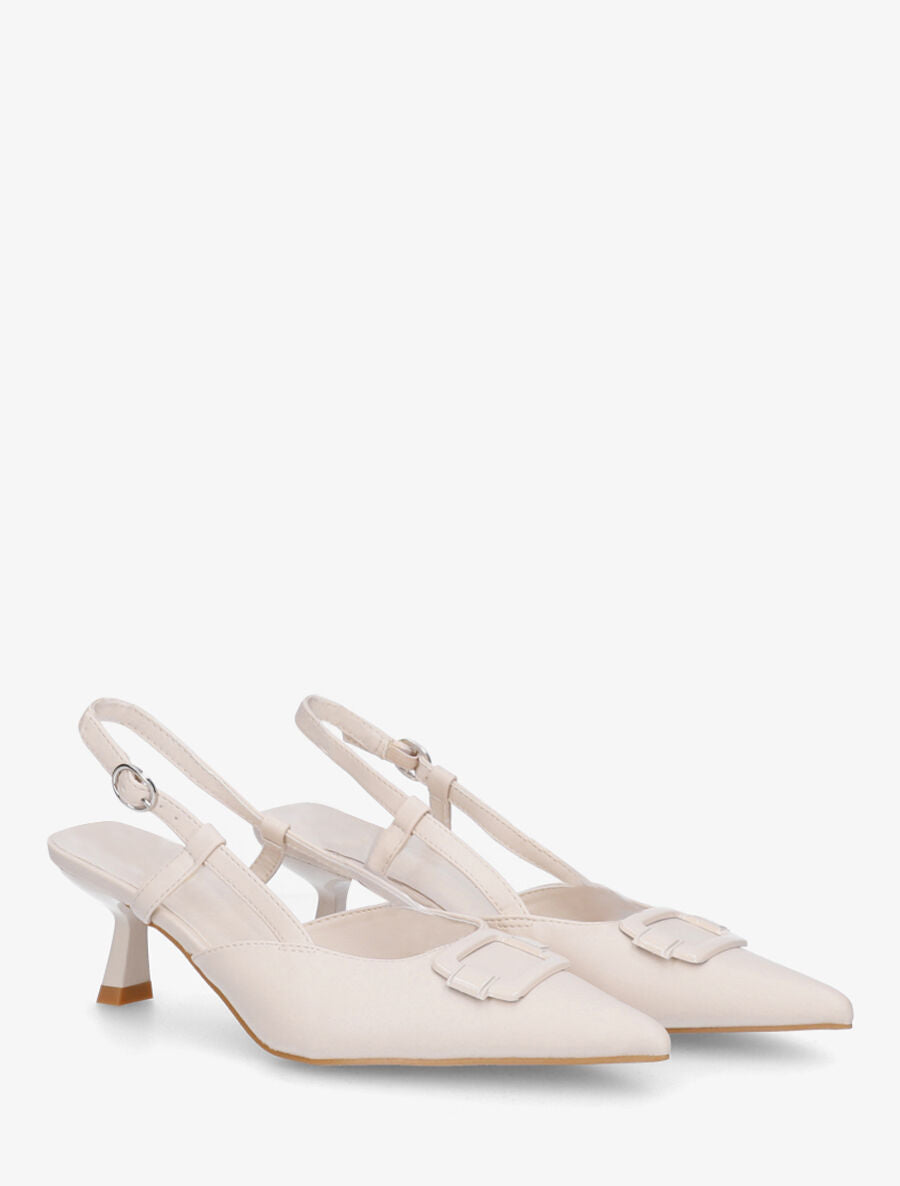 Escarpins à boucle et bout pointu - Beige - 4
