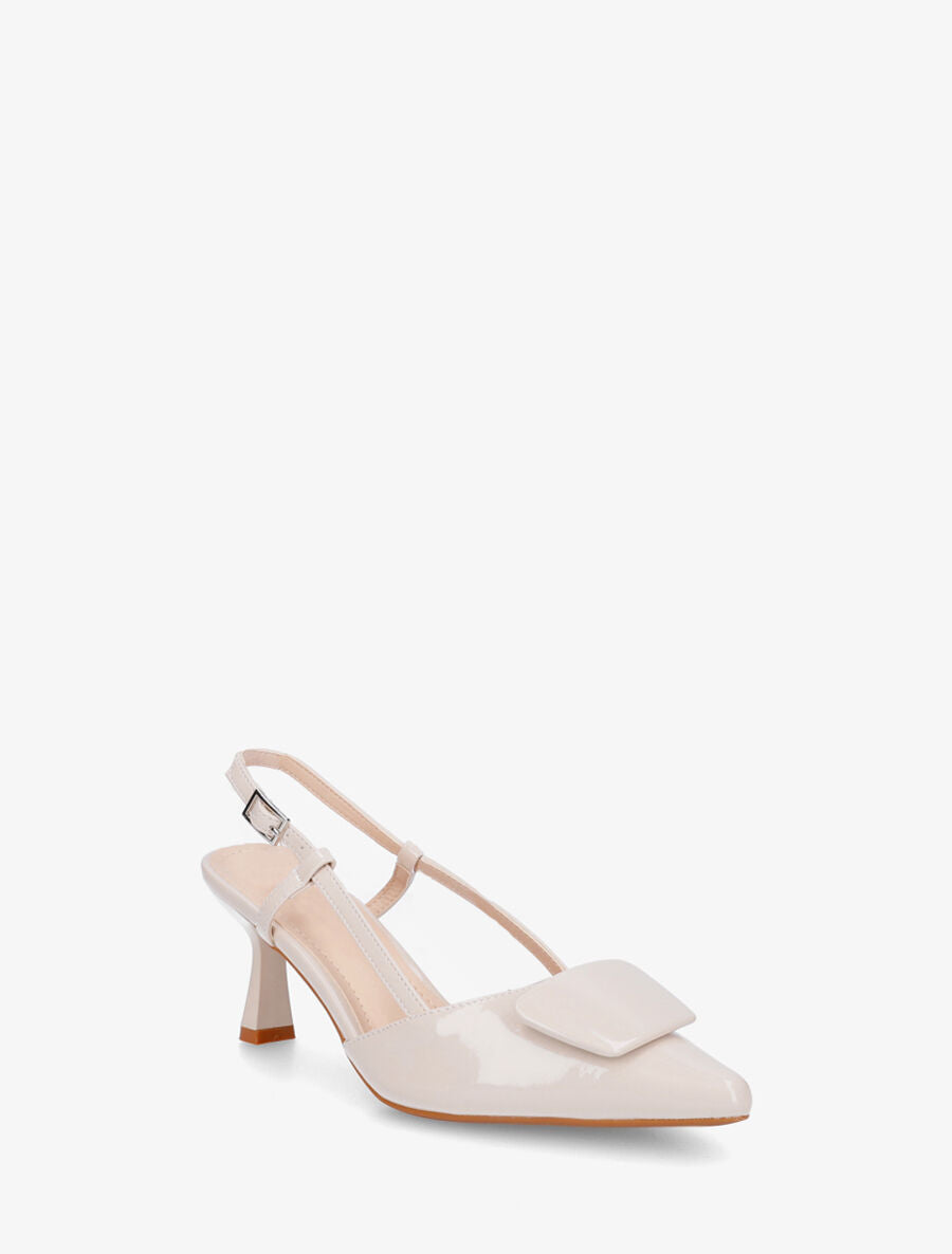 Escarpins vernis ouverts à bouts pointus fantaisies - Beige - 2