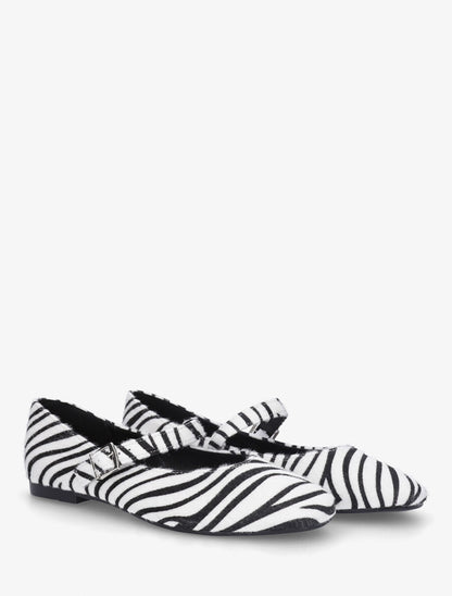 Ballerines imprimé zèbre à bride - Noir/blanc - 4