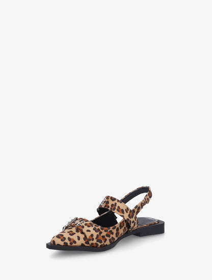 Ballerines léopard ouvertes à boucles et bout pointu - Camel - 3