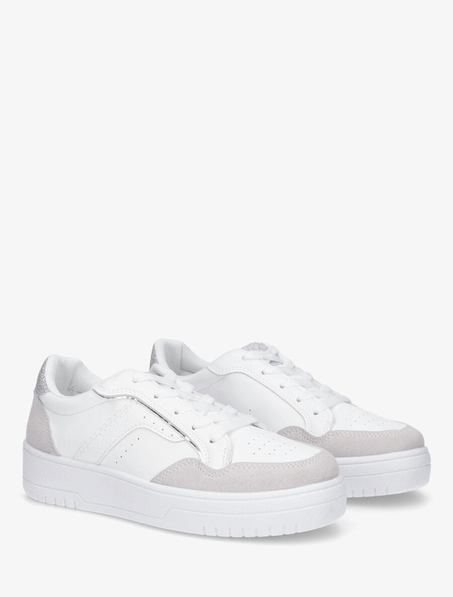 Sneakers à contrefort contrastant - Blanc - 4