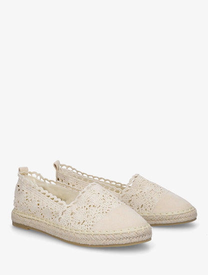 Espadrilles en tissu et suédine - Beige - 4