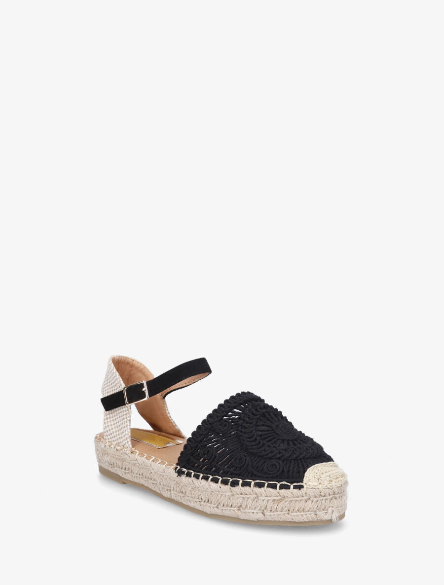 Espadrilles plates en crochet fantasie - Noir - 2