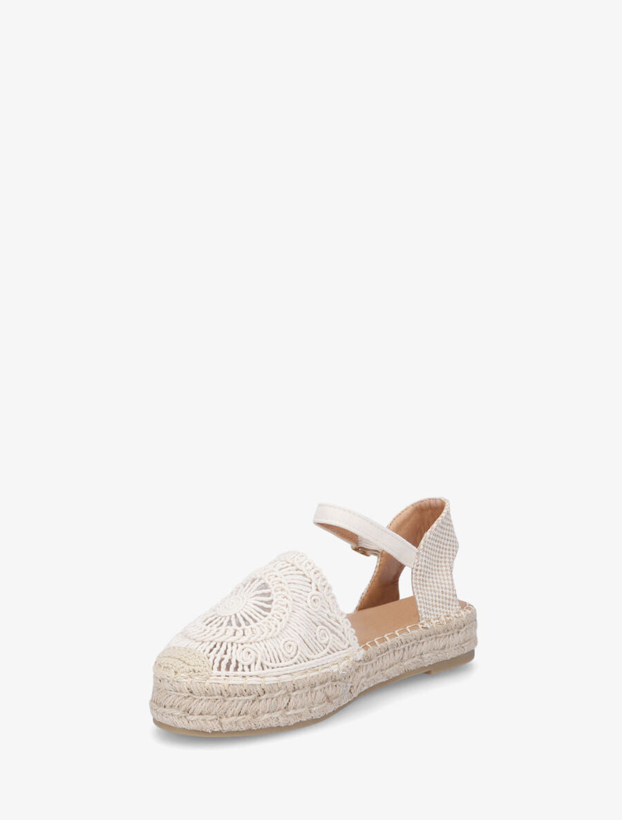 Espadrilles plates en crochet fantasie - Beige - 3