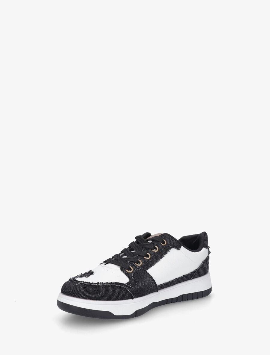 Baskets en simili et tissu motif étoiles - Noir - 3