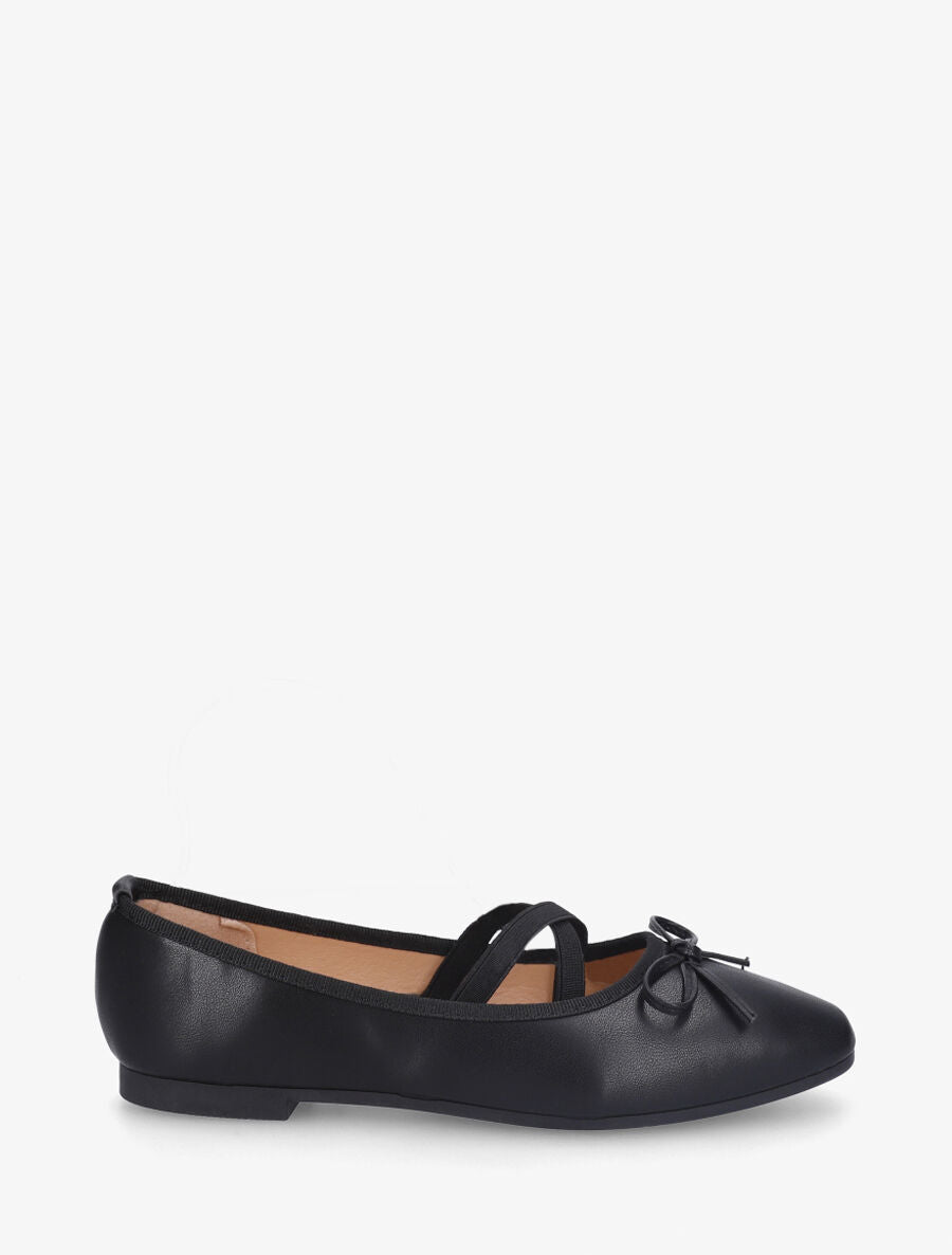 Ballerines en simili à élastiques croisés - Noir - 1
