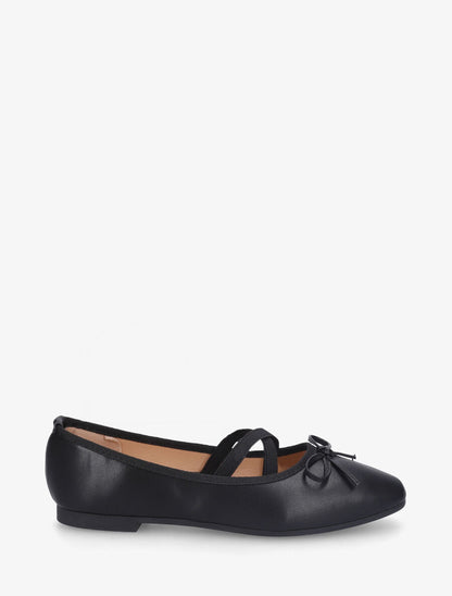Ballerines en simili à élastiques croisés - Noir - 1