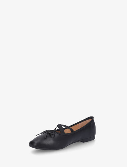 Ballerines en simili à élastiques croisés - Noir - 3