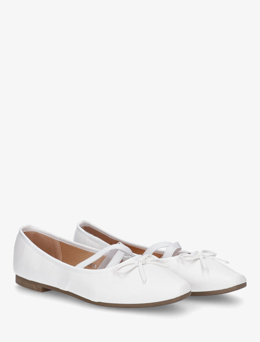 Ballerines en simili à élastiques croisés - Blanc - 4