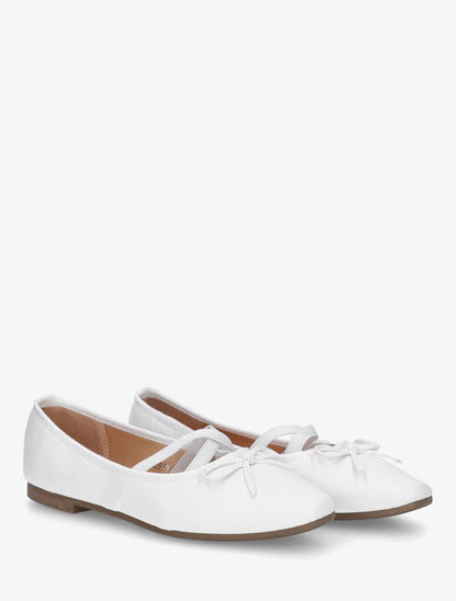 Ballerines en simili à élastiques croisés - Blanc - 4