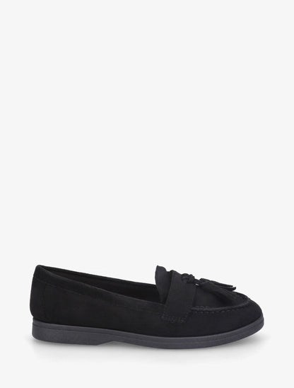 Mocassins en suédine à pompons - Noir - 1