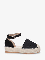 Espadrilles crochet à semelle compensée - Noir - 5
