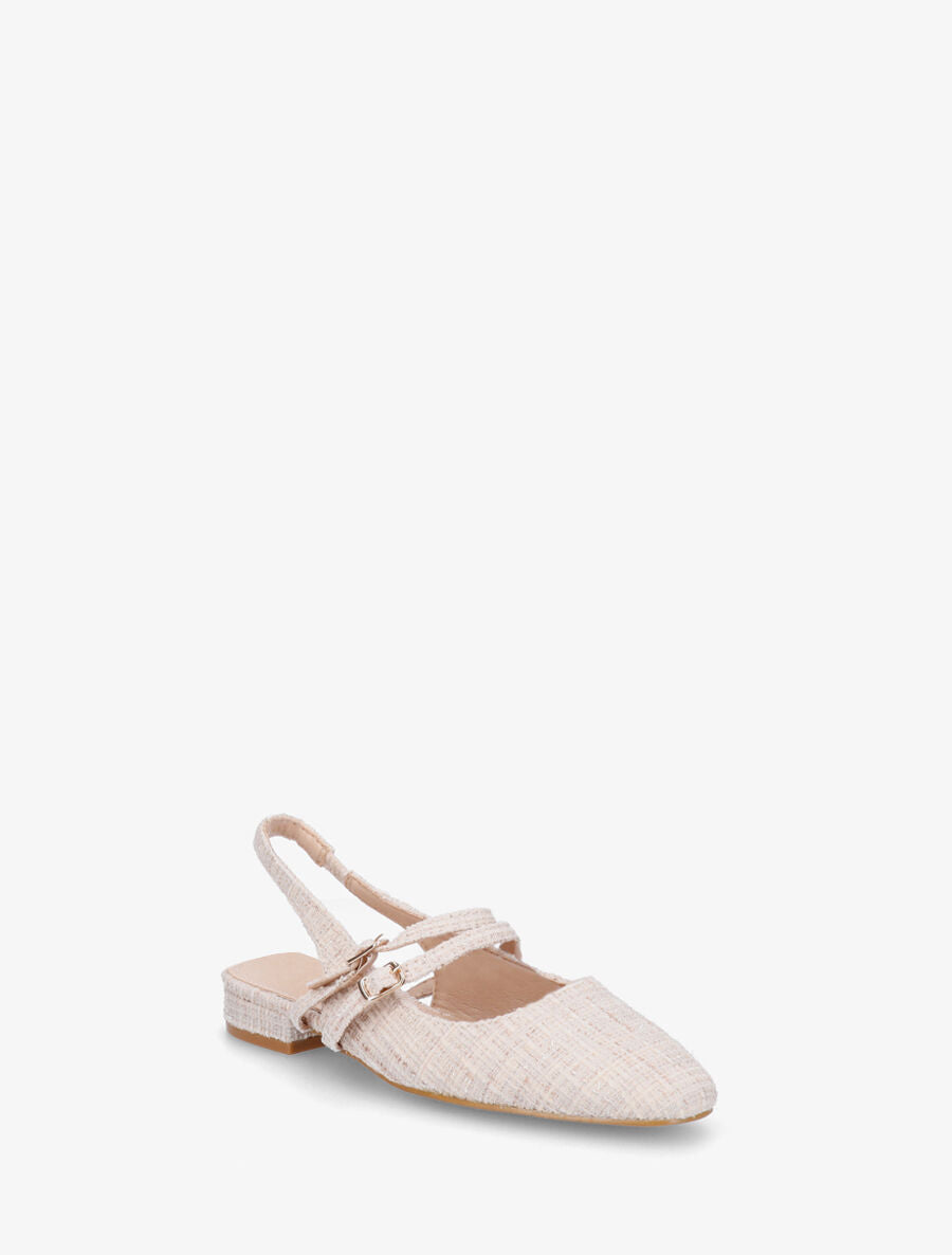 Ballerines en tweed à quartier ouvert - Beige - 2