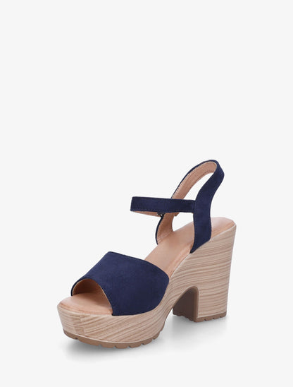 Sandales à talon haut en suédine - Marine - 3