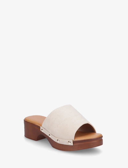 Mules style sabot en suédine - Beige - 2