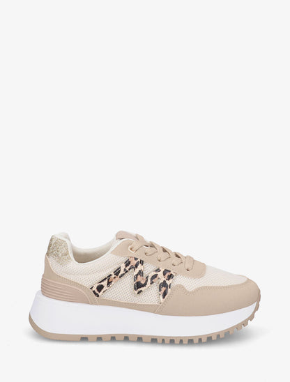 Baskets à empiècement zigzag et paillettes - Beige - 5