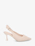 Escarpins pointus en maille à talon talus - Beige - 1