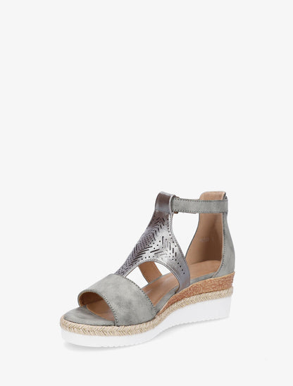 Sandales compensées à ganse irisée ajourée - Vert - 3