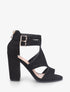 Sandales à talon à double brides à boucle - Noir - 1