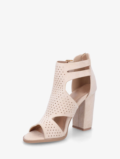 Sandales à talon à double brides à boucle - Beige - 3