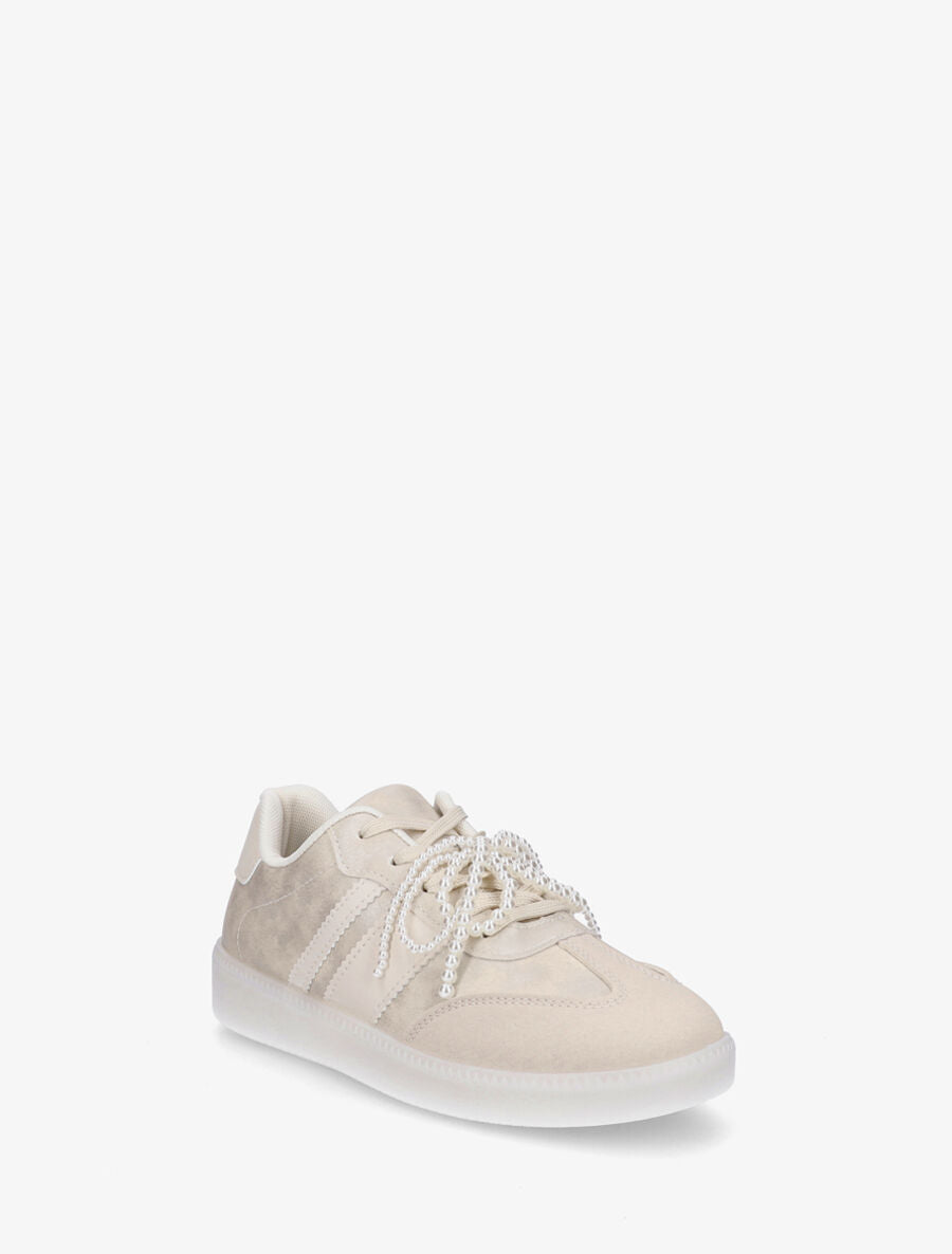 Sneakers plates à semelle caoutchouc - Beige - 2
