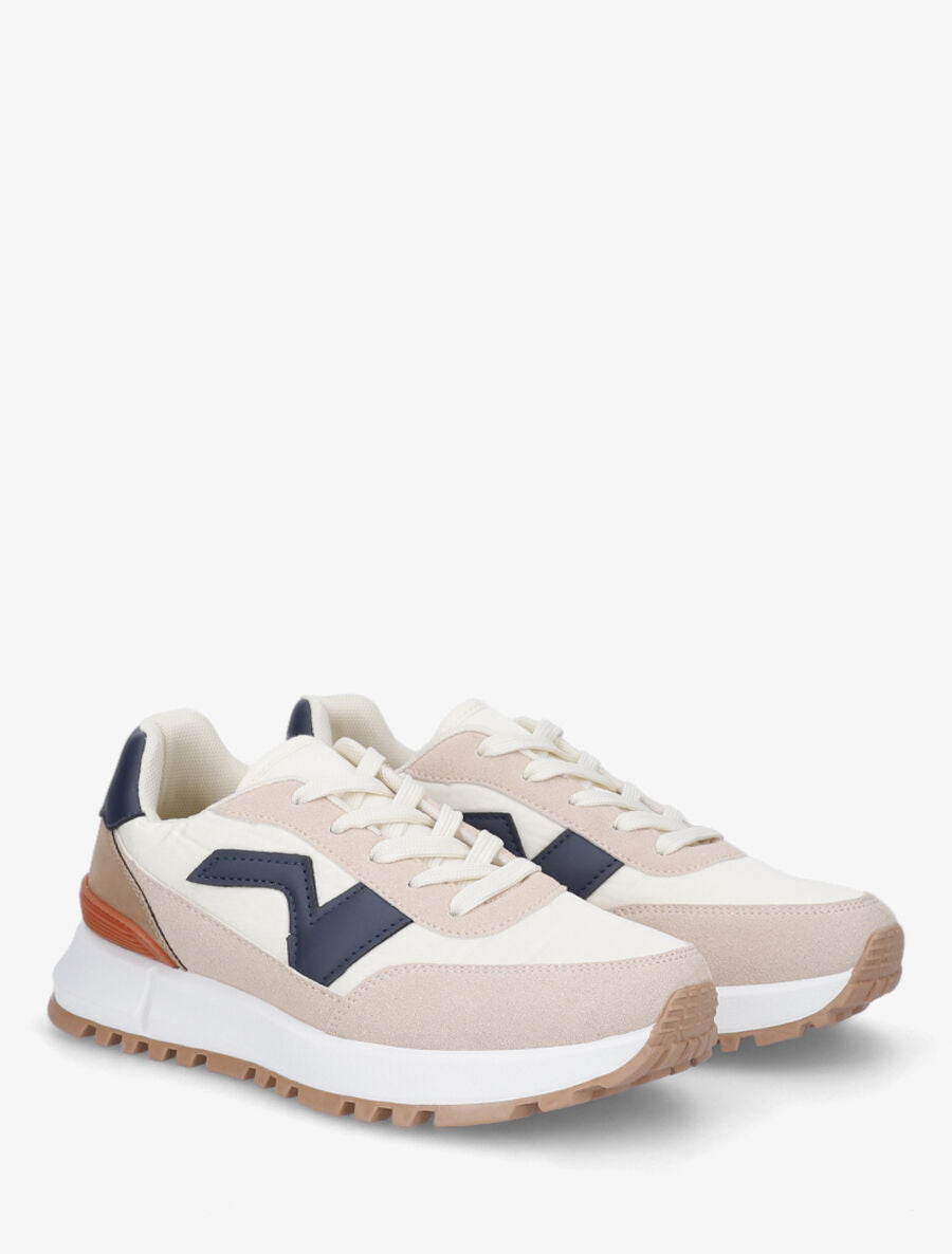 Baskets bi-matière - Beige - 4