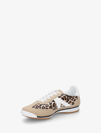 Sneakers en simili à languette texturée - Taupe - 3