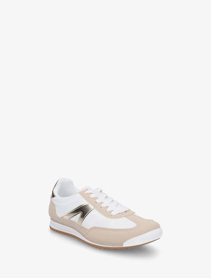 Sneakers en simili à languette texturée - Beige - 2