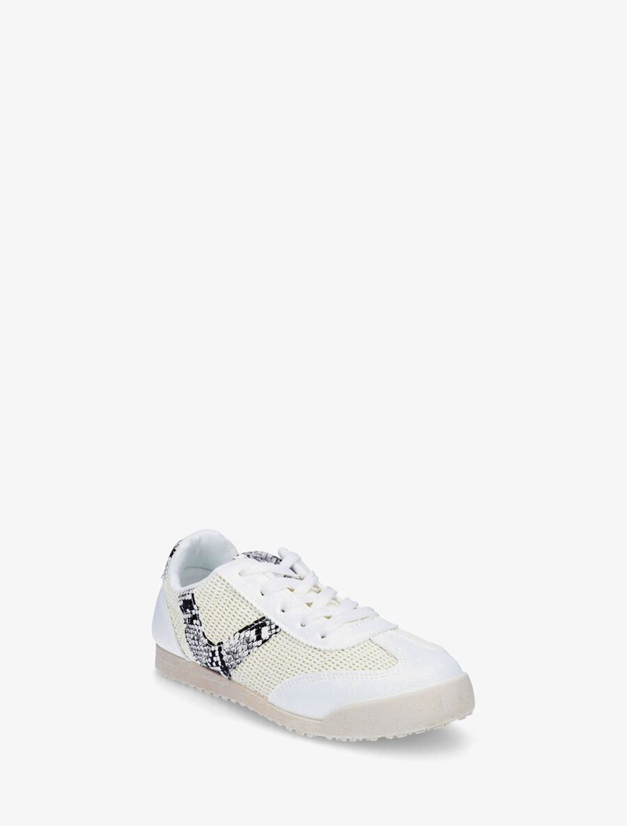 Sneakers plates à empiècement effet tissé - Blanc - 2