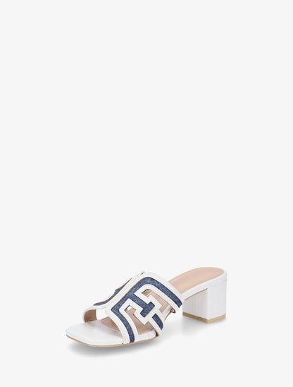 Mules bimatière à talon - Blanc - 3