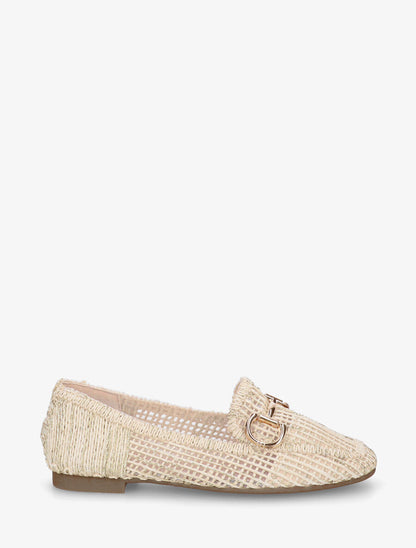 Mocassins plats en toile irisée - Beige - 1