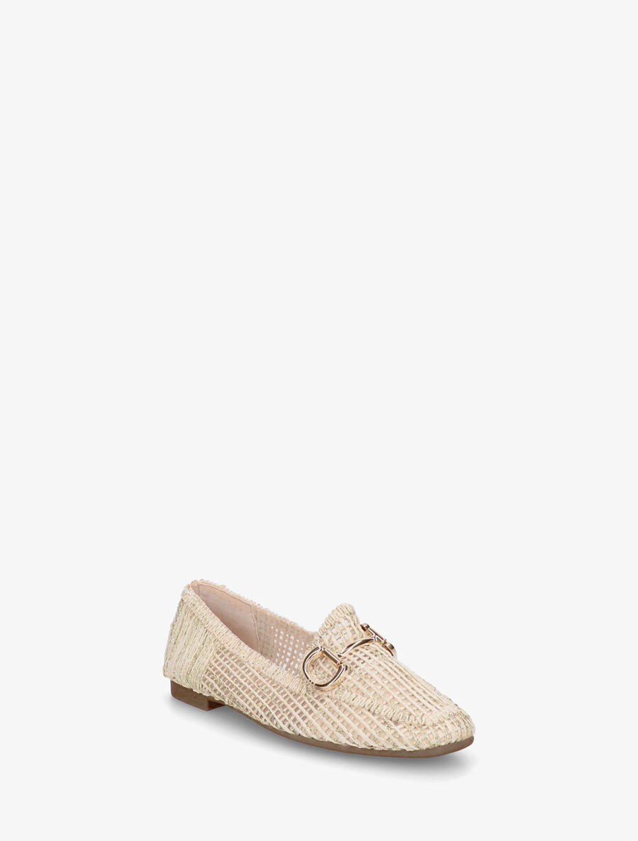 Mocassins plats en toile irisée - Beige - 2