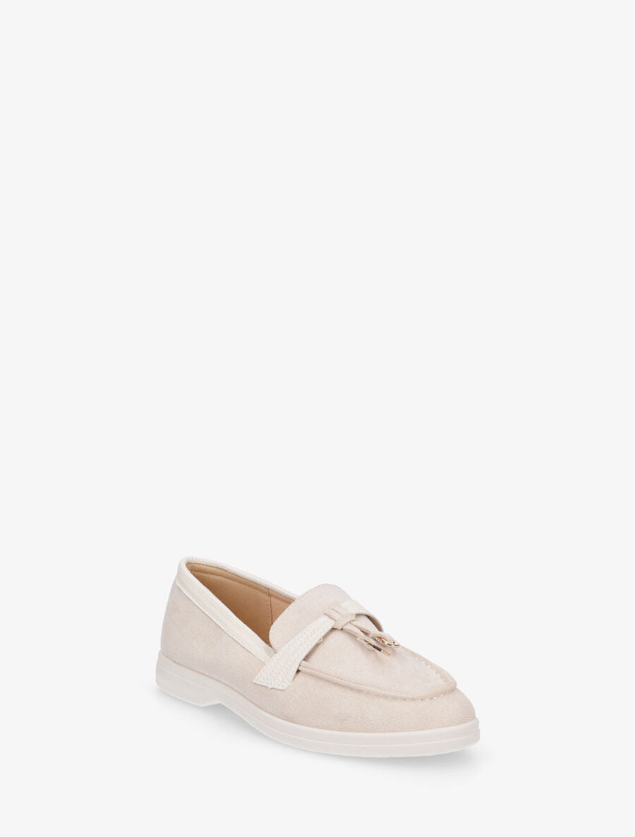 Mocassins plats à empiècement métal - Beige - 2