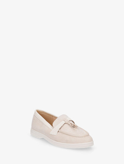 Mocassins plats à empiècement métal - Beige - 2