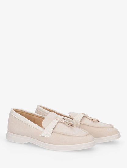 Mocassins plats à empiècement métal - Beige - 4