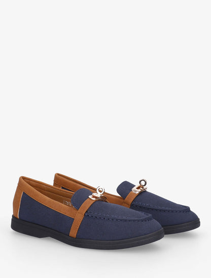 Mocassins bicolore effet nubuck - Marine - 4