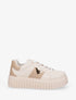 Sneakers à plateforme striée en simili - Beige - 1