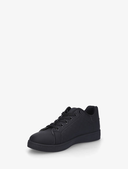 Sneakers plates à motif damier - Noir - 3