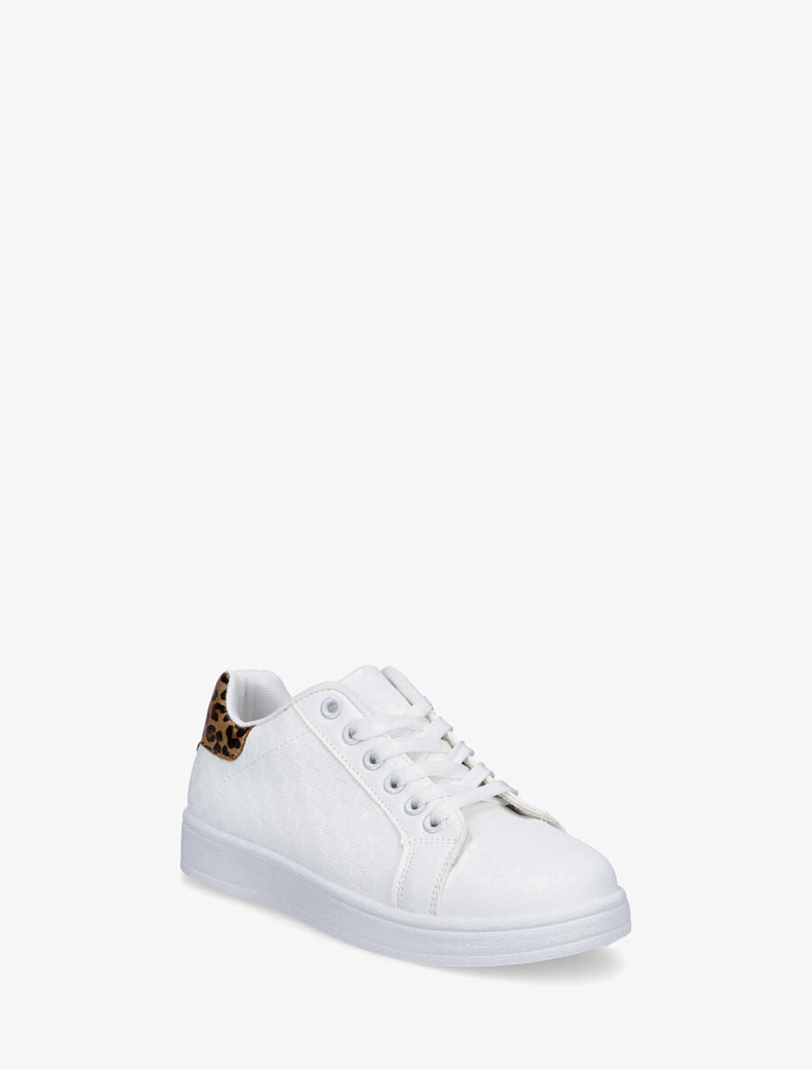 Sneakers plates à motif damier - Camel - 2