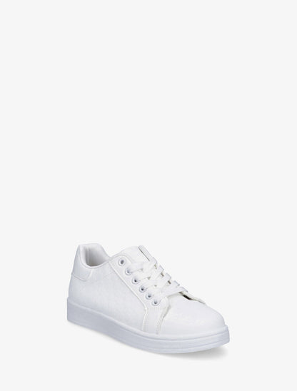 Sneakers plates à motif damier - Blanc - 2