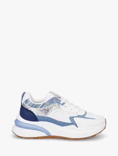 Baskets en simili à détail effet tissé - Bleu - 5