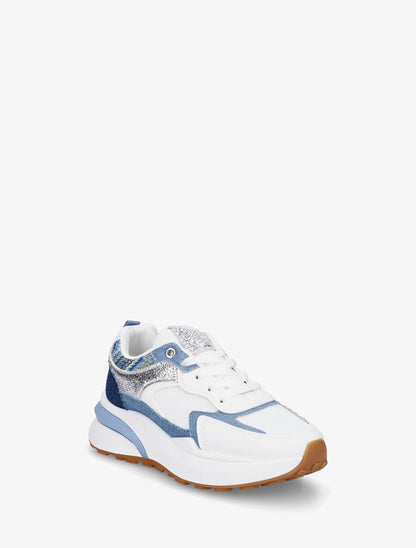 Baskets en simili à détail effet tissé - Bleu - 2