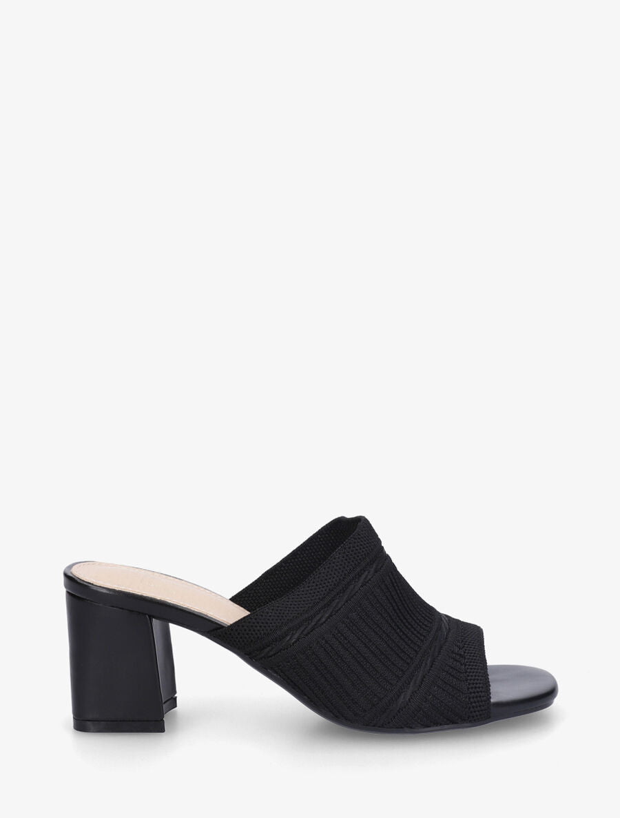 Mules à ganse en tissu - Noir - 5