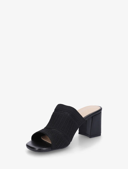 Mules à ganse en tissu - Noir - 3