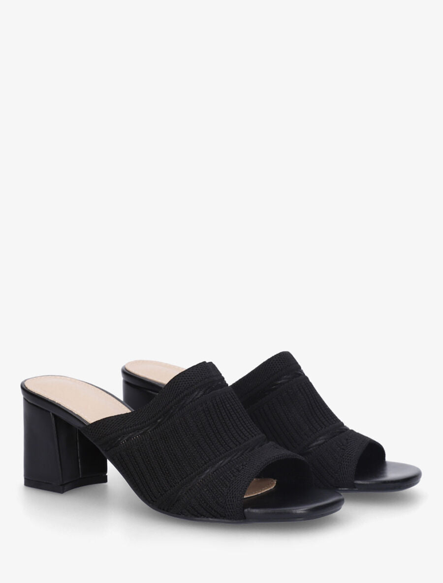 Mules à ganse en tissu - Noir - 4